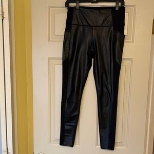 Athleta Black Performance Tee with Subtle Logo